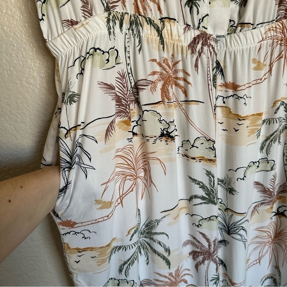 NWT World Market Palm Tree Beach Boho Sleeveless V-neck Elastic Waist Jumpsuit - Picture 5 of 10